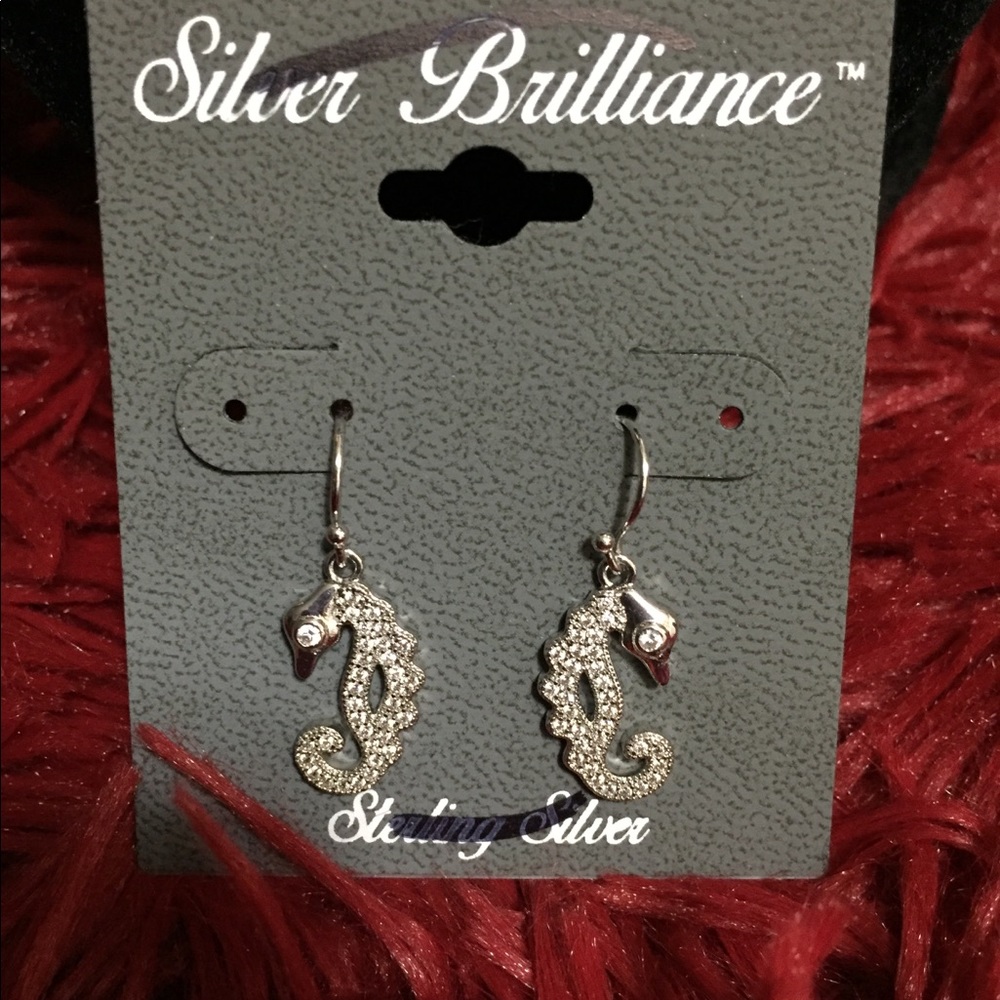 Crystal seahorse drop earrings